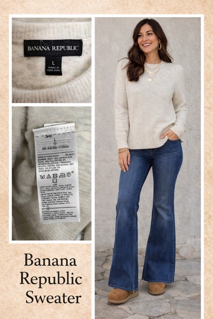 Banana Republic alpaca Wool Neutral Oat gray Large